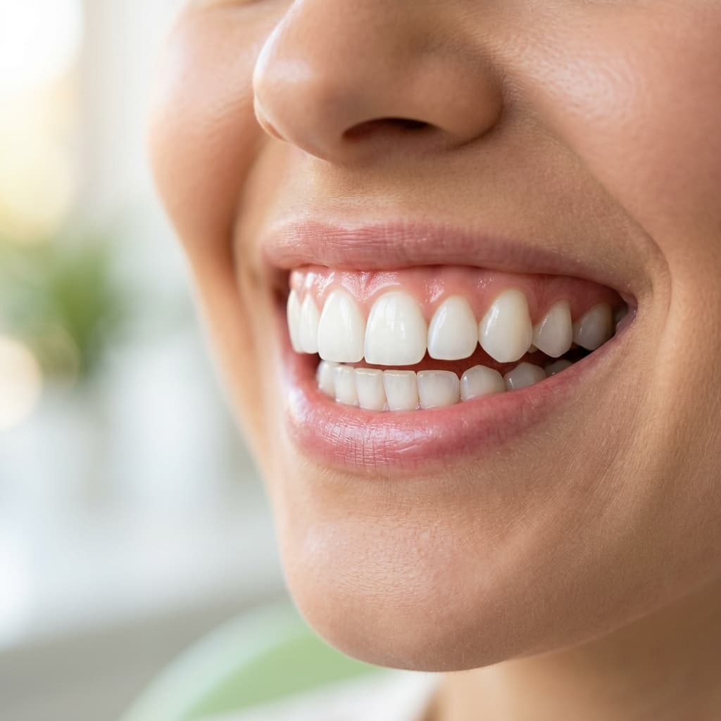 A healthy, bright white smile representing excellent dental hygiene